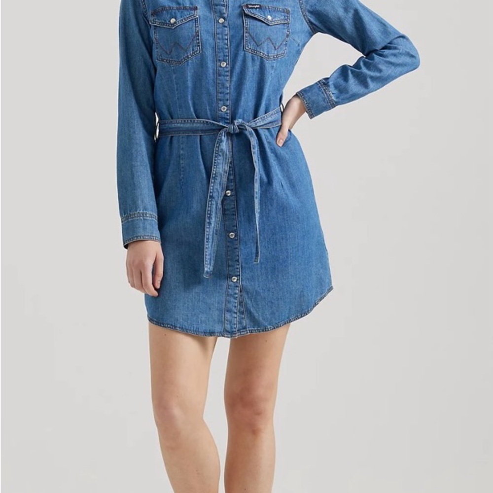 Wrangler Denim Pearl Snap Button Down Dress